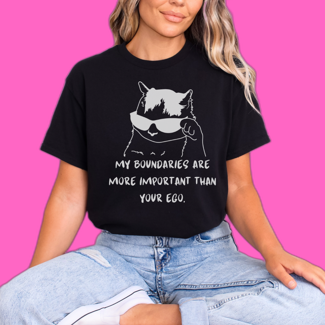 Funny Cat Softstyle T-Shirt - My Boundaries Are More Important Than Your Ego