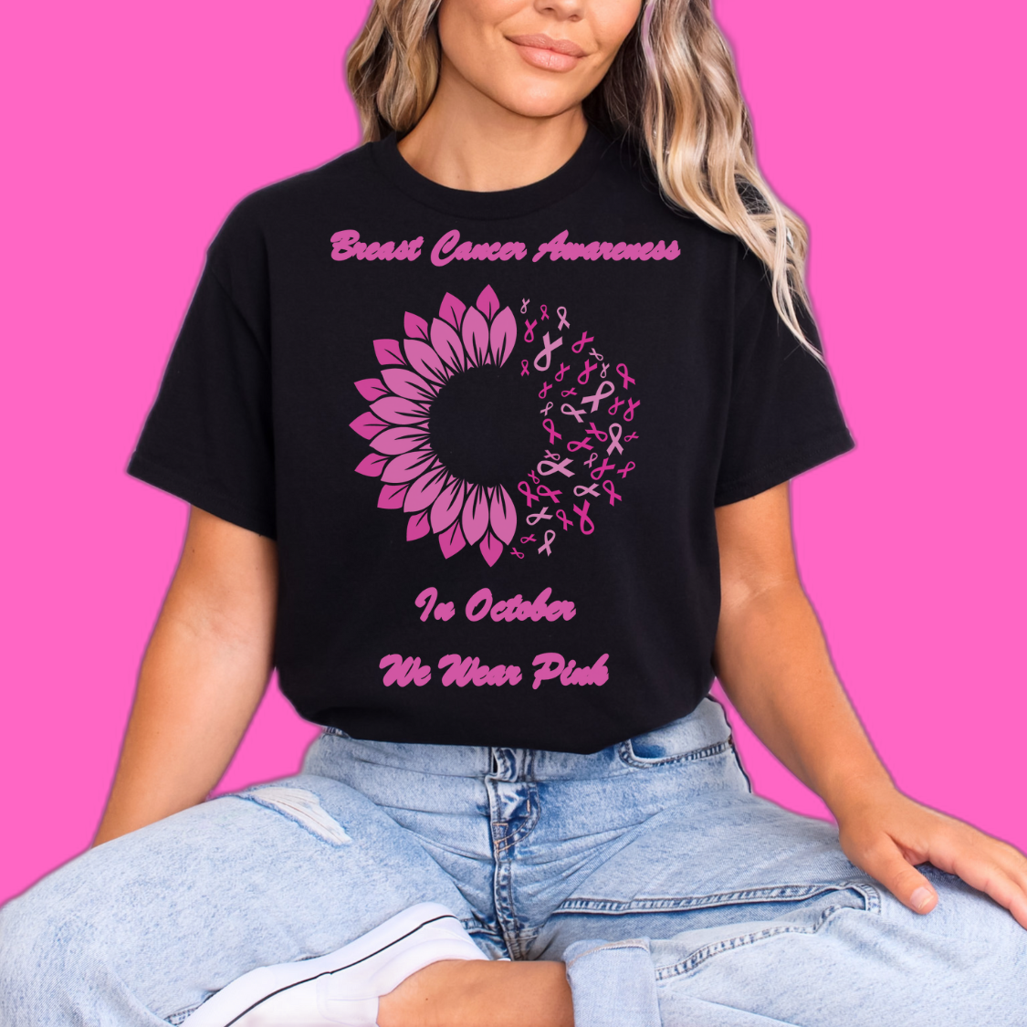 Pink Flower Breast Cancer Awareness T-Shirt
