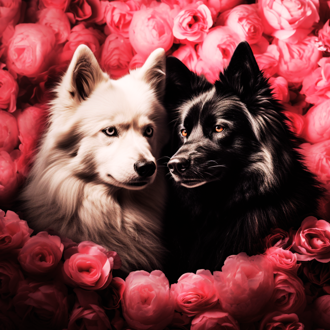 Valentine's Day Rose Wolves Digital Art