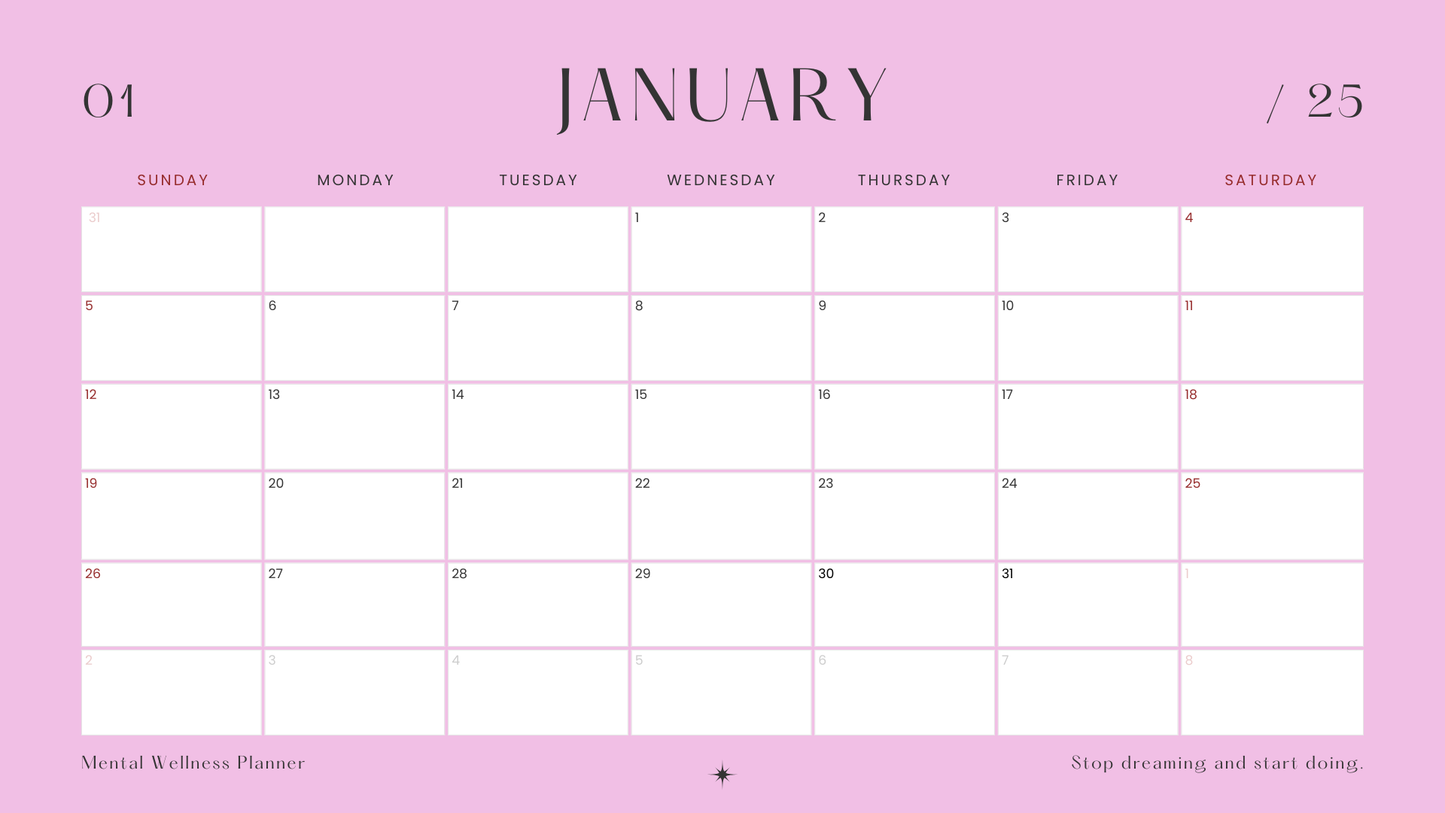 Printable Mental Wellness Planner for 2025
