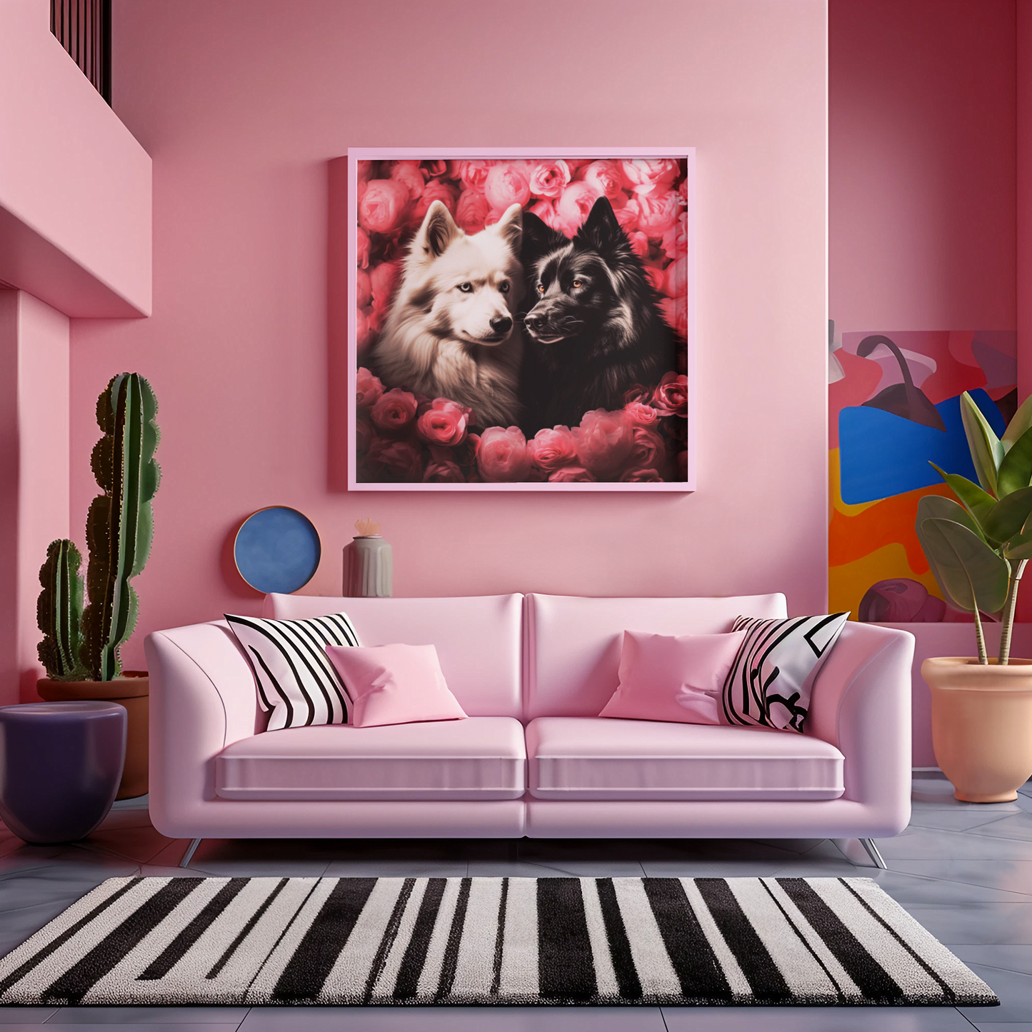 Valentine's Day Rose Wolves Digital Art