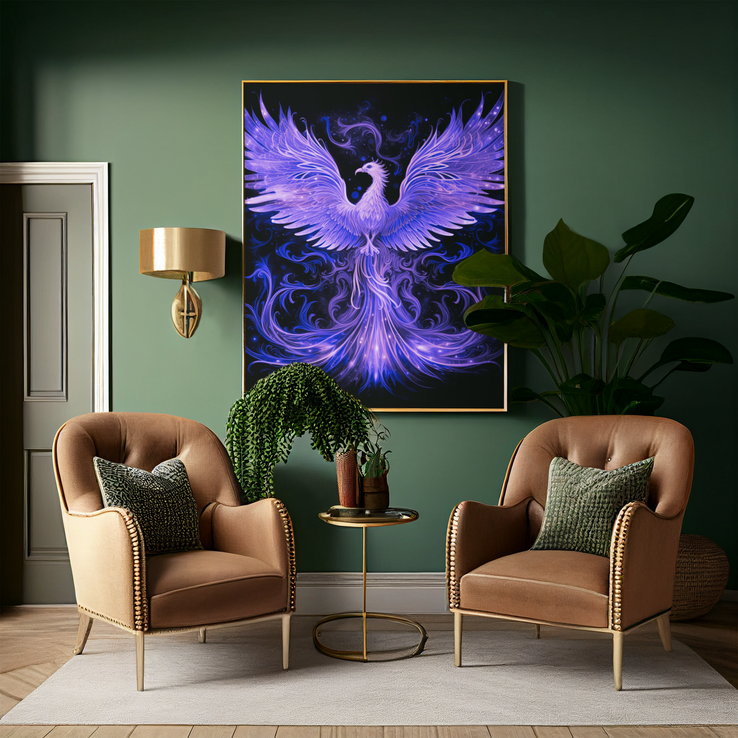 Mystical Majestic Flaming Phoenix SVG Digital Wall Art