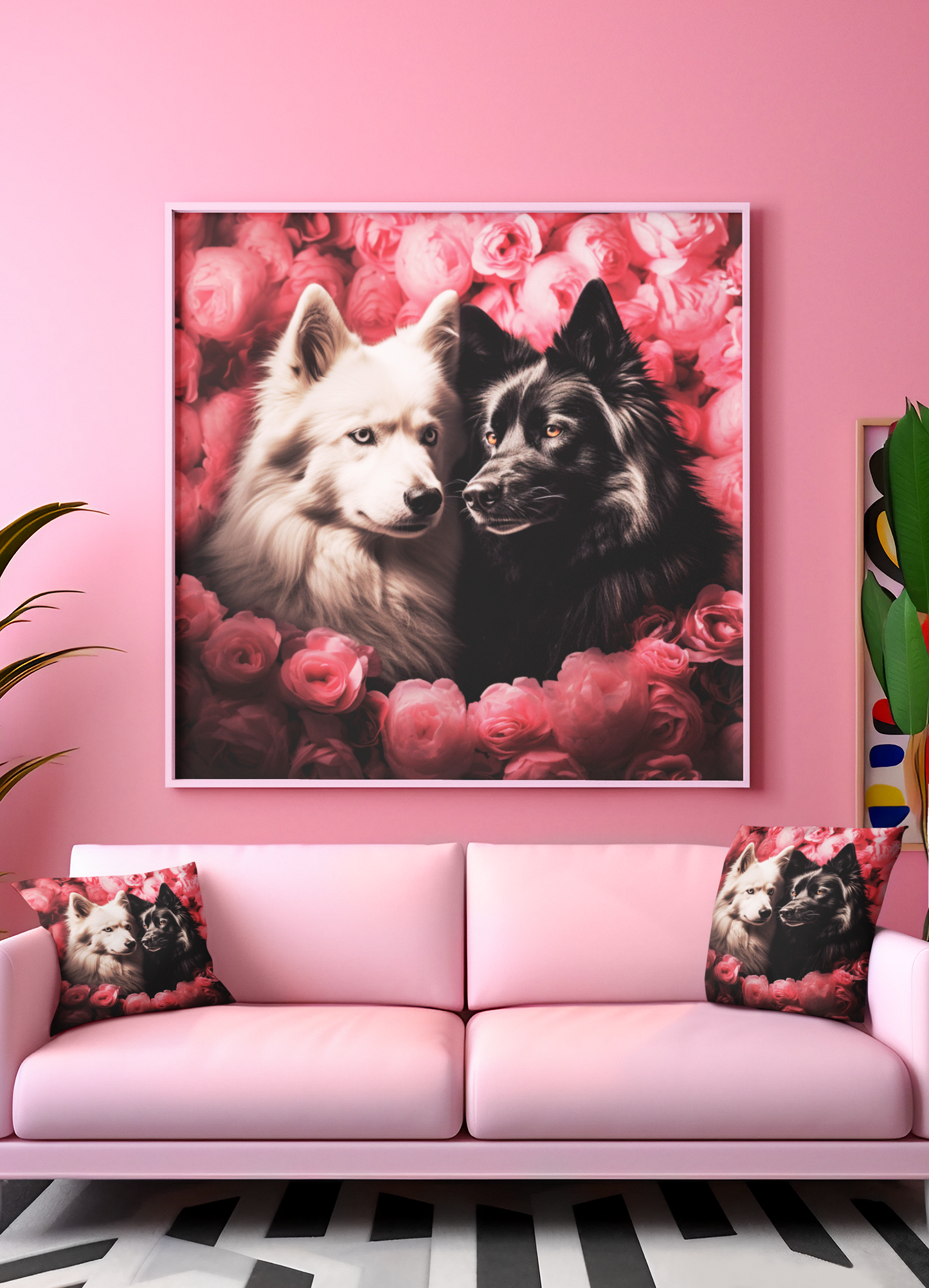 Valentine's Day Rose Wolves Digital Art