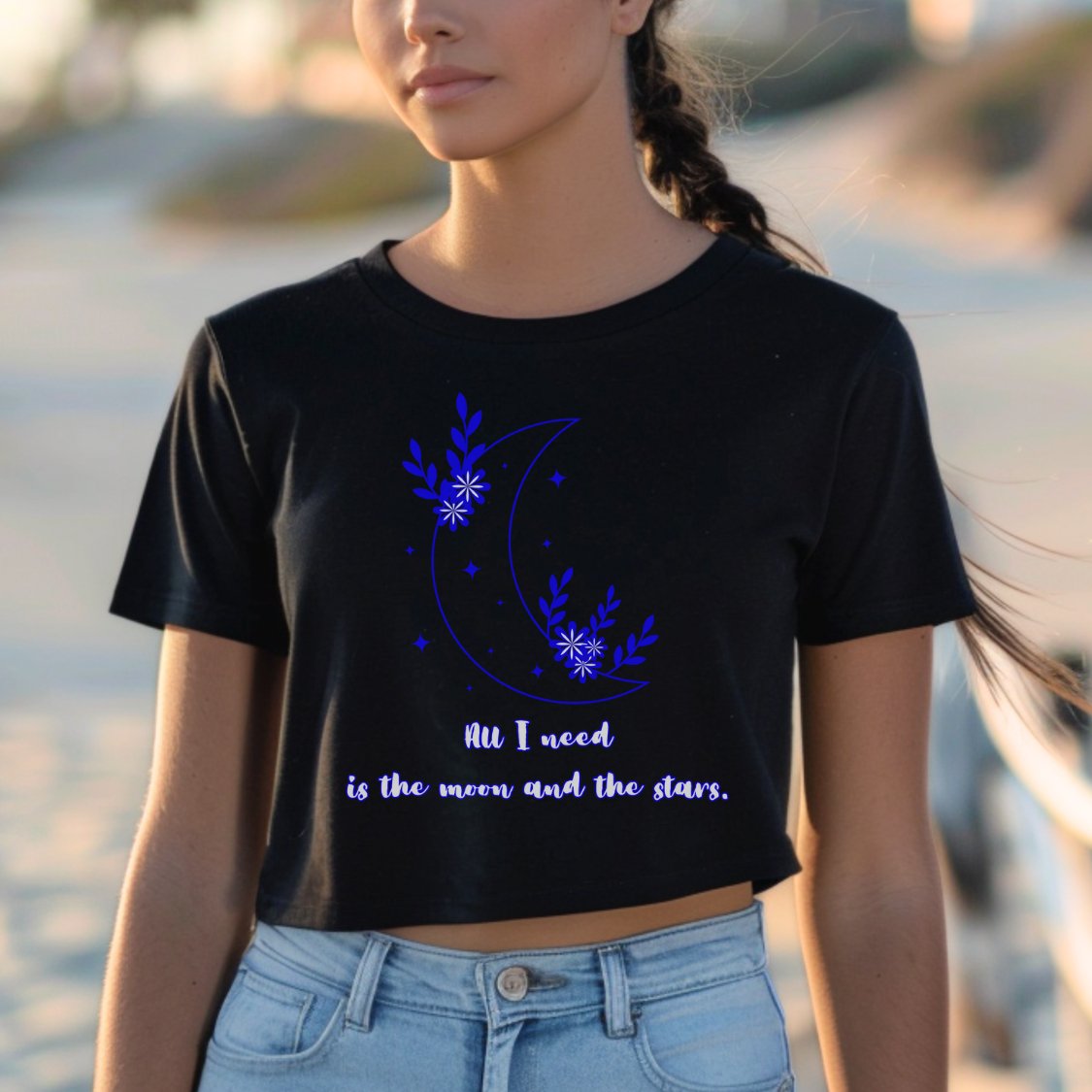 All I Need Is The Moon And The Stars Cropped Top - EmbraceHealingsShop