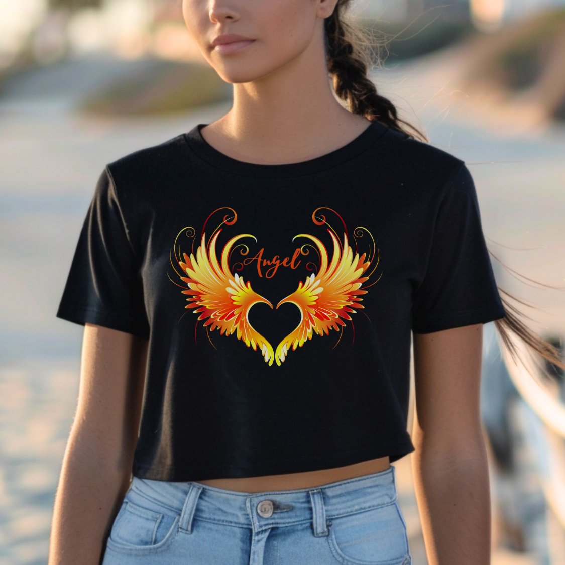 Angel Wings On Fire Crop Top - EmbraceHealingsShop