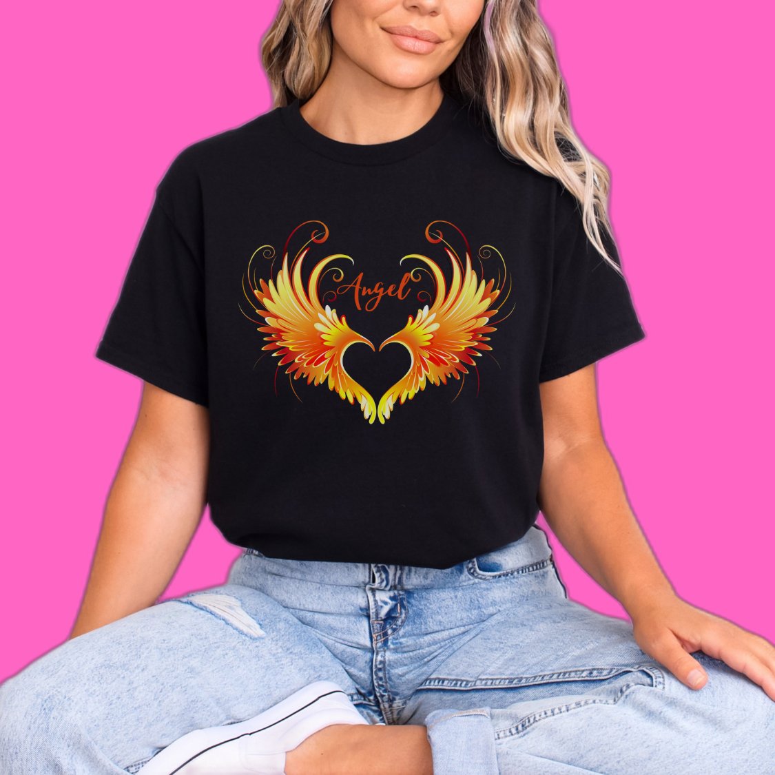 Angel Wings On Fire T-shirt - EmbraceHealingsShop