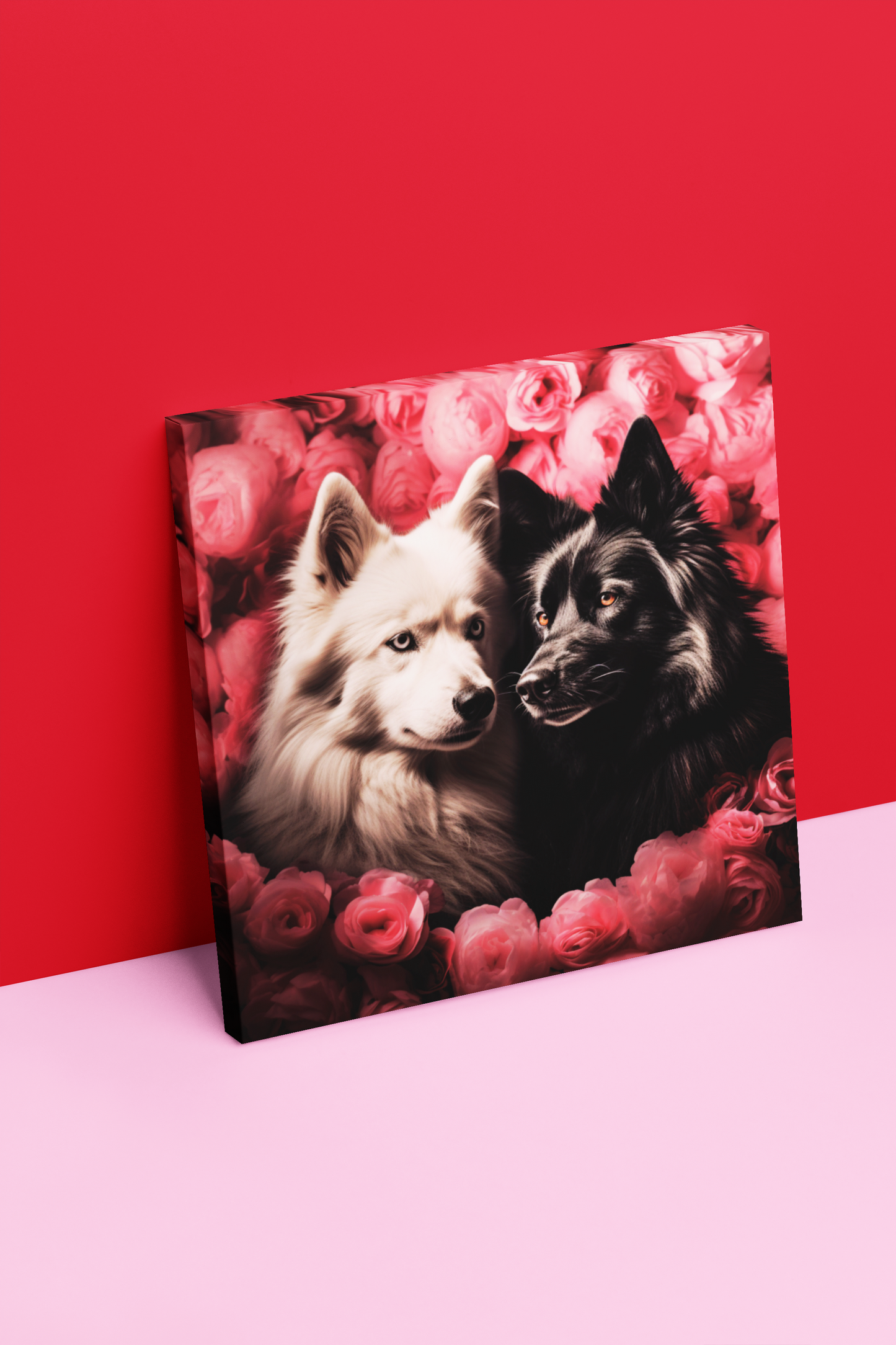 Valentine's Day Rose Wolves Digital Art