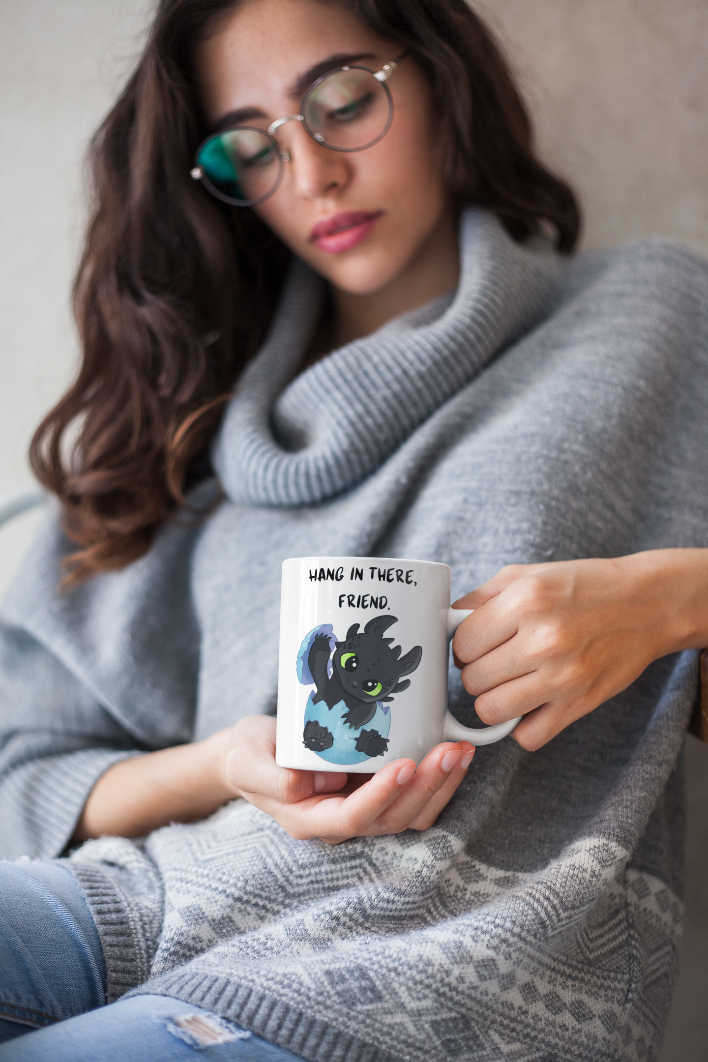 Ceramic Mug - Hang In There Cute Baby Dragon Mental Health Mug