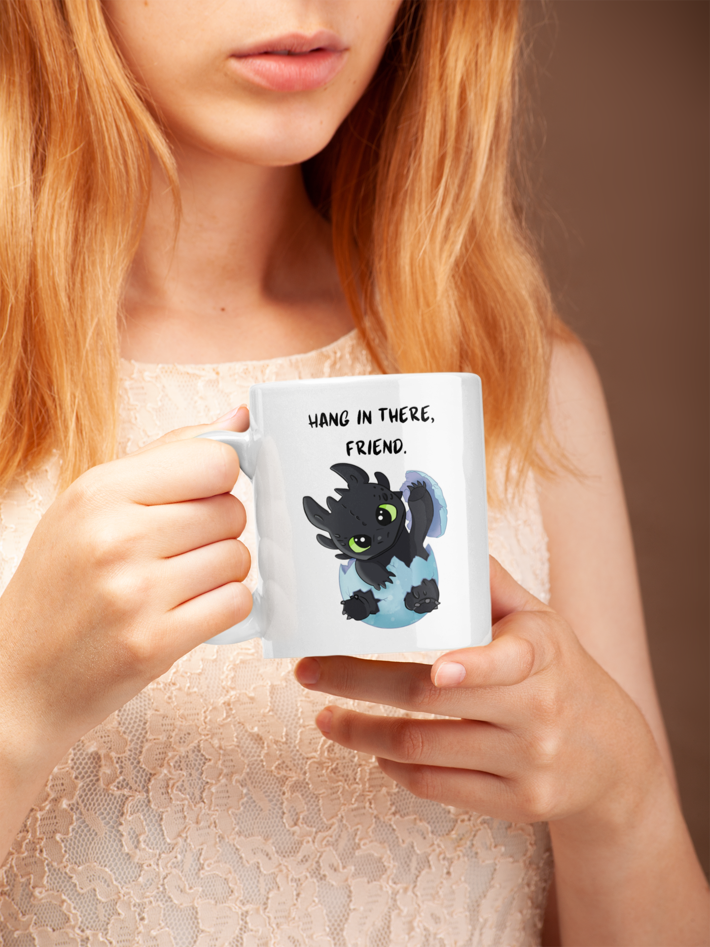 Ceramic Mug - Hang In There Cute Baby Dragon Mental Health Mug