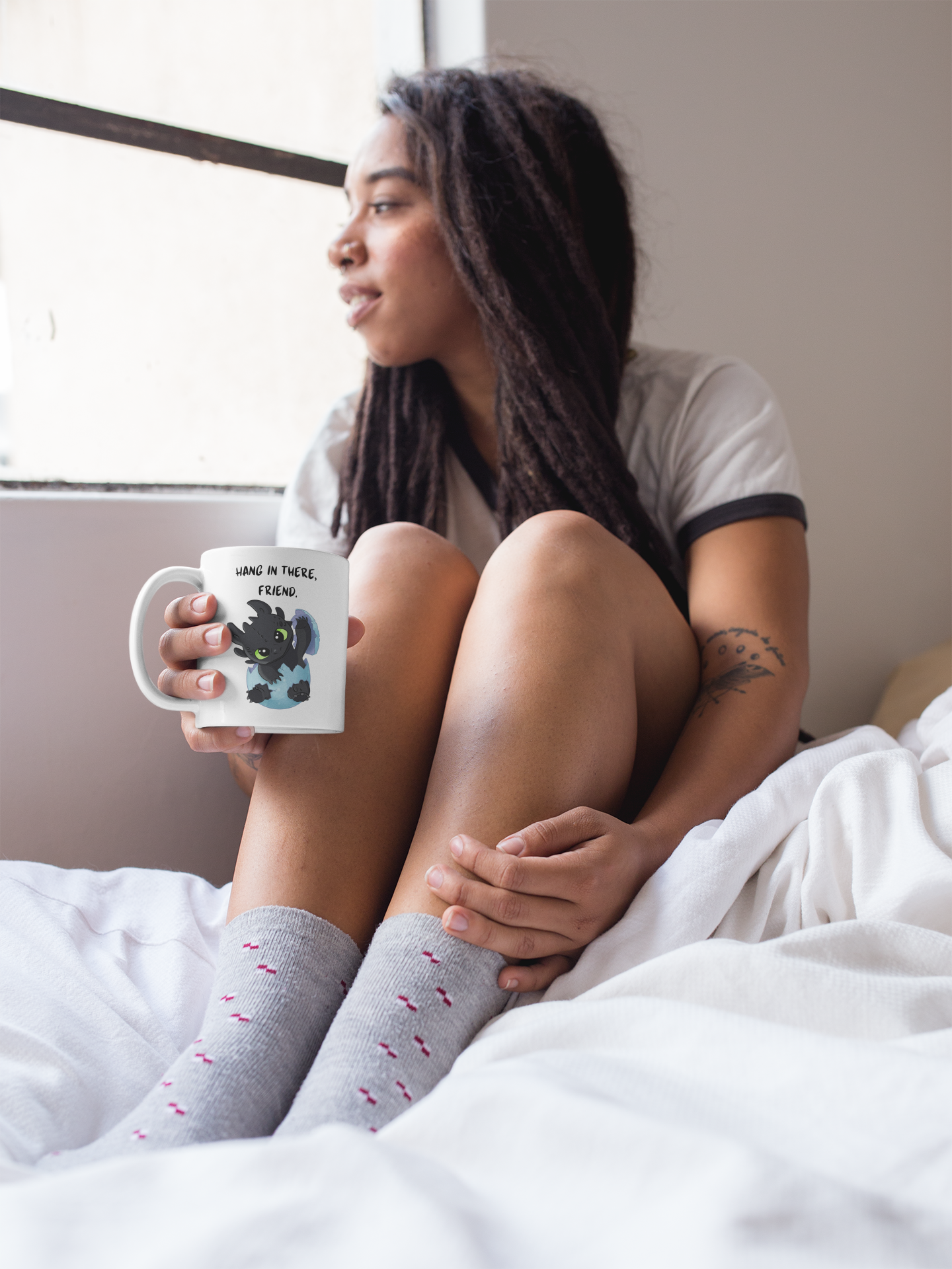 Ceramic Mug - Hang In There Cute Baby Dragon Mental Health Mug