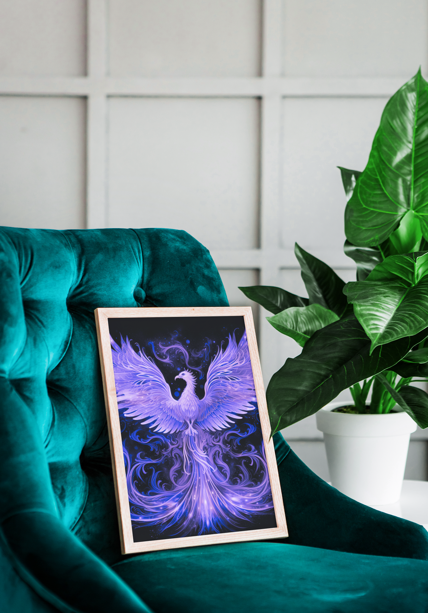Mystical Majestic Flaming Phoenix SVG Digital Wall Art