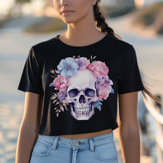 Skull Fuck Off Front And Back Cropped Tee