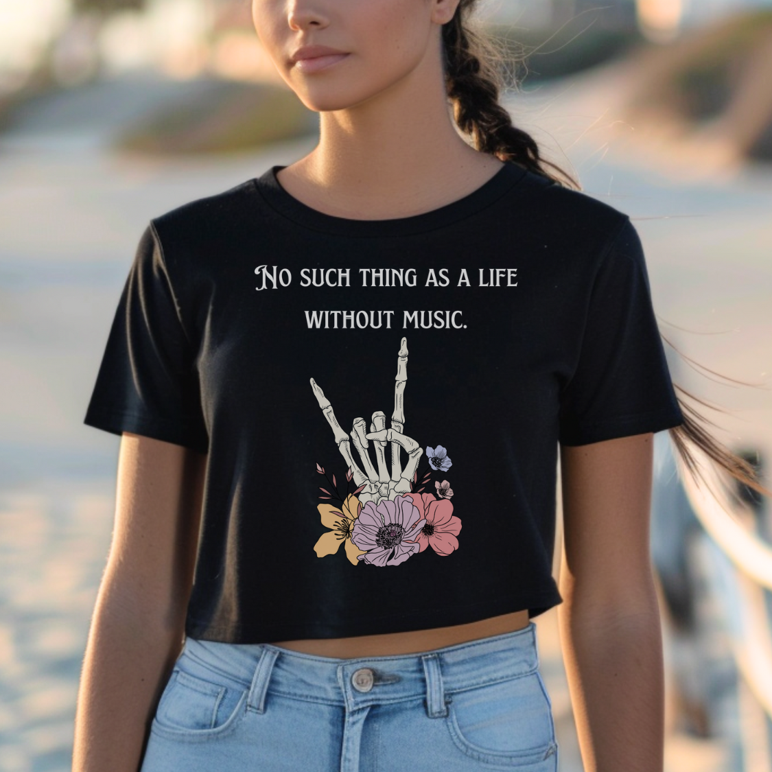 No Such Thing As A Life Without Music Cropped Tee