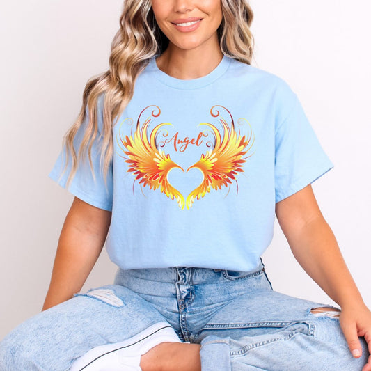 Angel Wings On Fire T-shirt - EmbraceHealingsShop